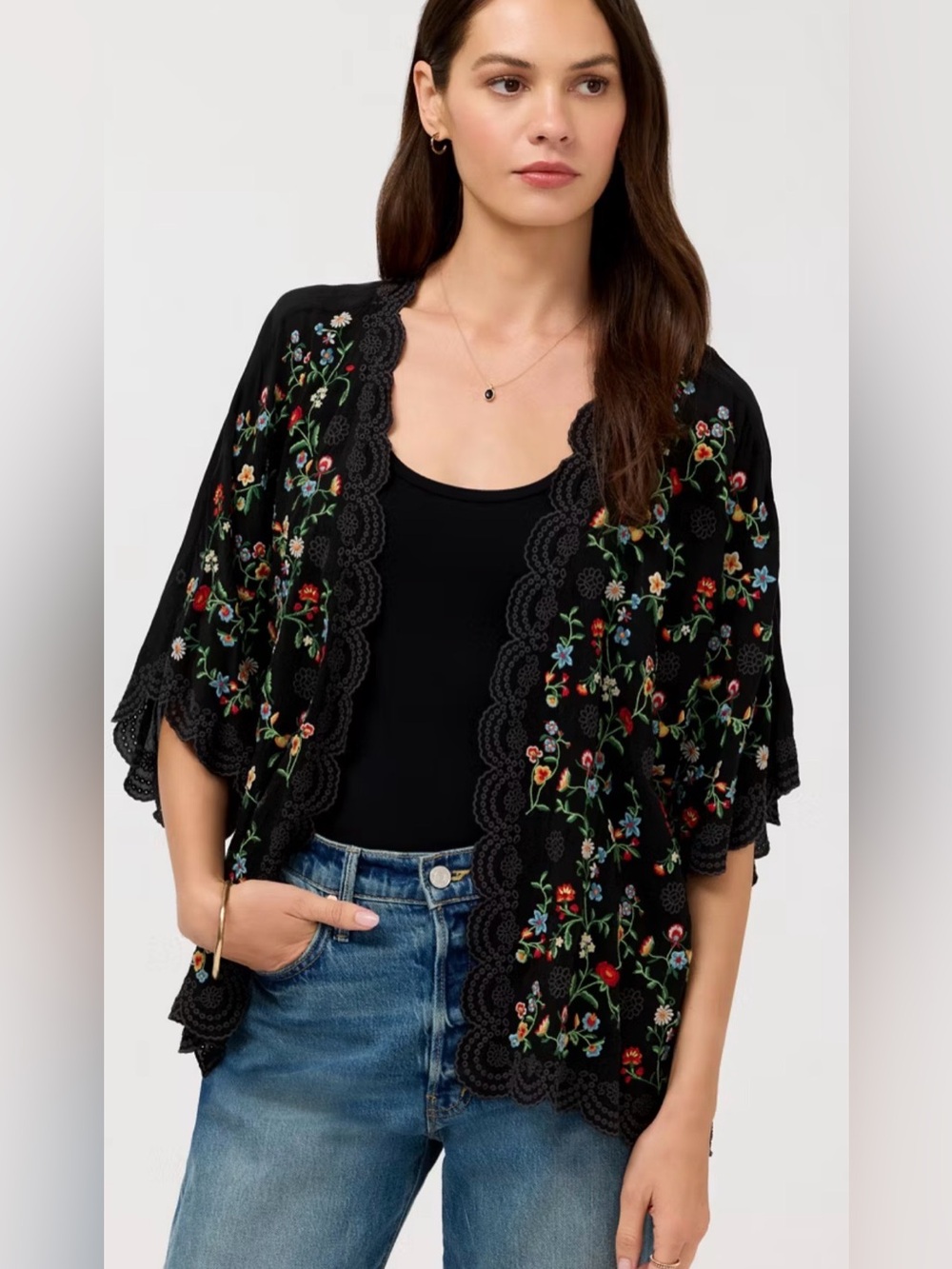 Johnny Was Roseum Short Kimono